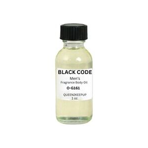 Black Code Men's Fragrance Body Oil Bergamot Olive Flower and Tonka Bean 1 oz